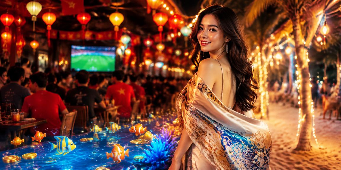 Không gian casino sôi động với đèn lồng trang trí tại Hà Nội